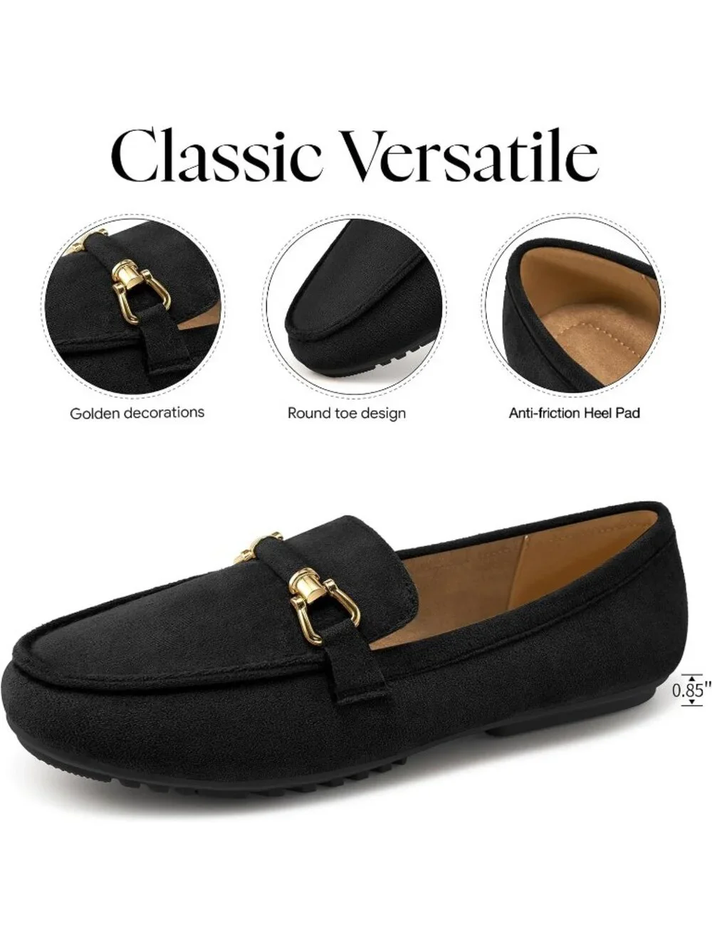 Women's Black Faux Leather Comfortable Casual Moccasins Flexible Flats Shoes